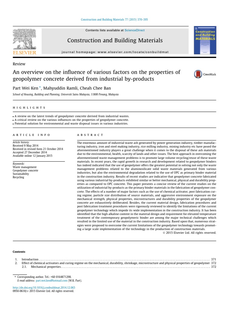 Geopolymer Concrete: Mechanical Insights | PDF | Sodium Hydroxide ...