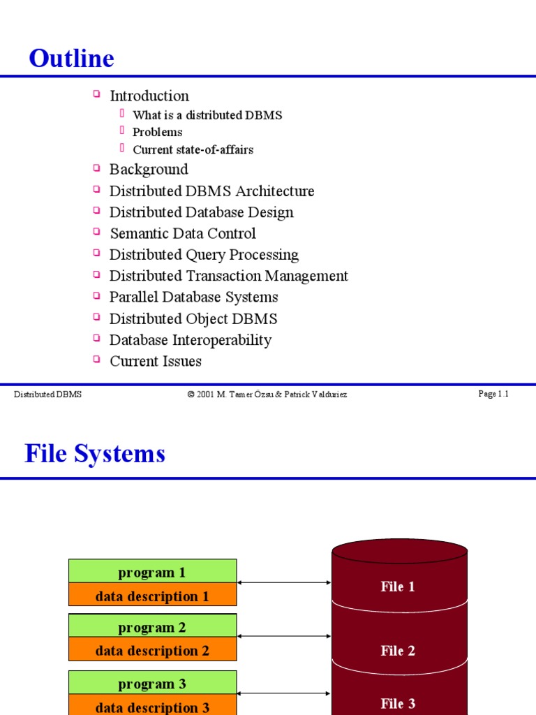 Outline: What Is A Distributed DBMS Problems Current State-Of-Affairs ...