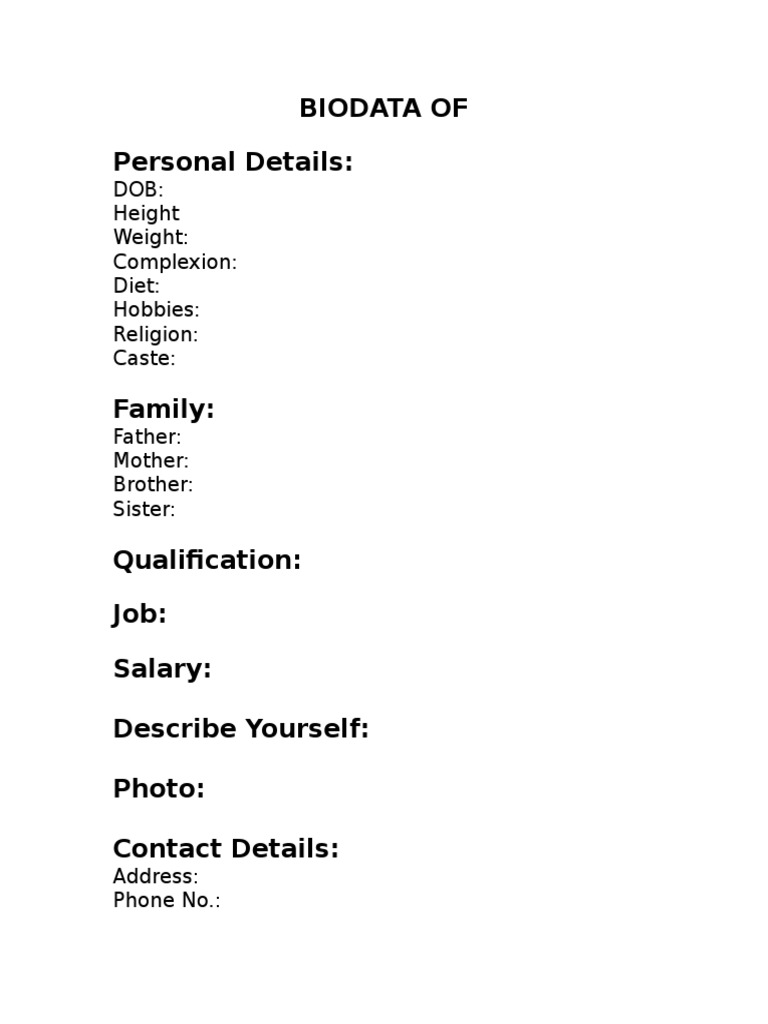 Biodata For Marriage - Border Format | PDF