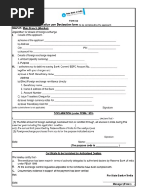 State Bank Of India Fema Form For Stucked Payment Foreign Exchange Market Banks