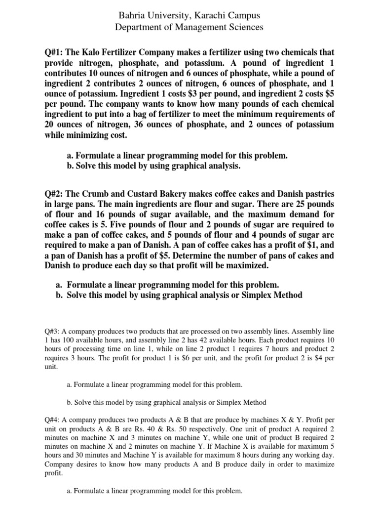 Practice Questions For Graphical MethoD or Simplex MethoD | PDF ...