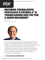 Reforma Trabalhista Fortalece o Patrão, e “o Trabalhador Não Vai Ter a Quem Recorrer”