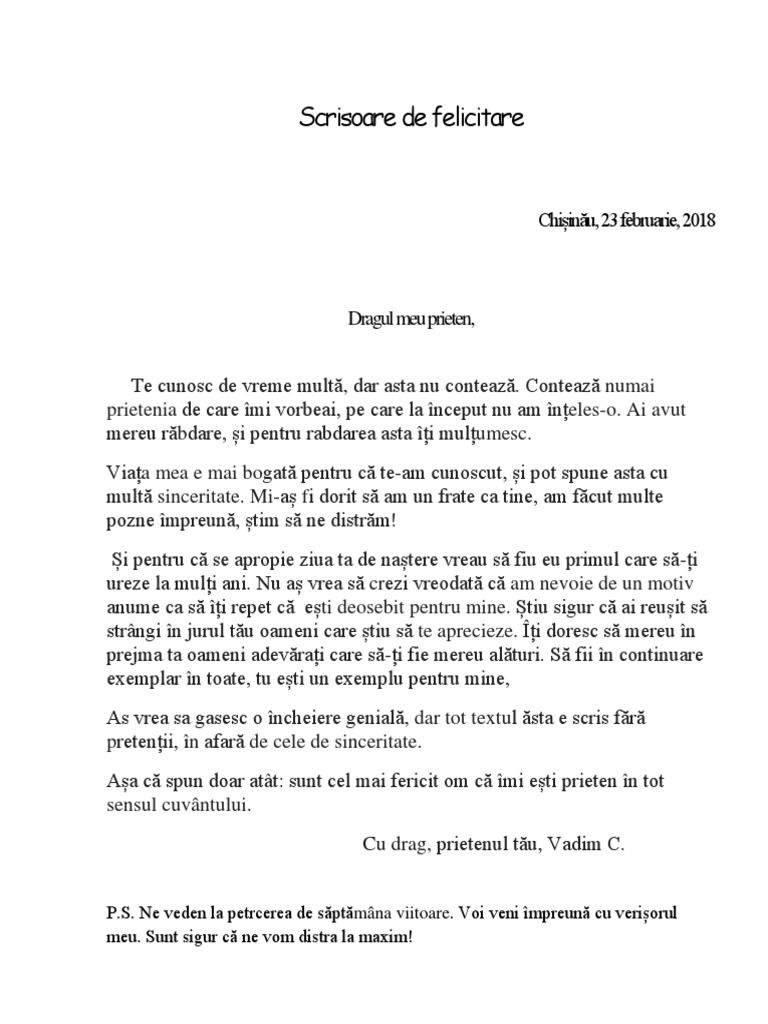 Scrisoare Unui Prieten Drag | PDF