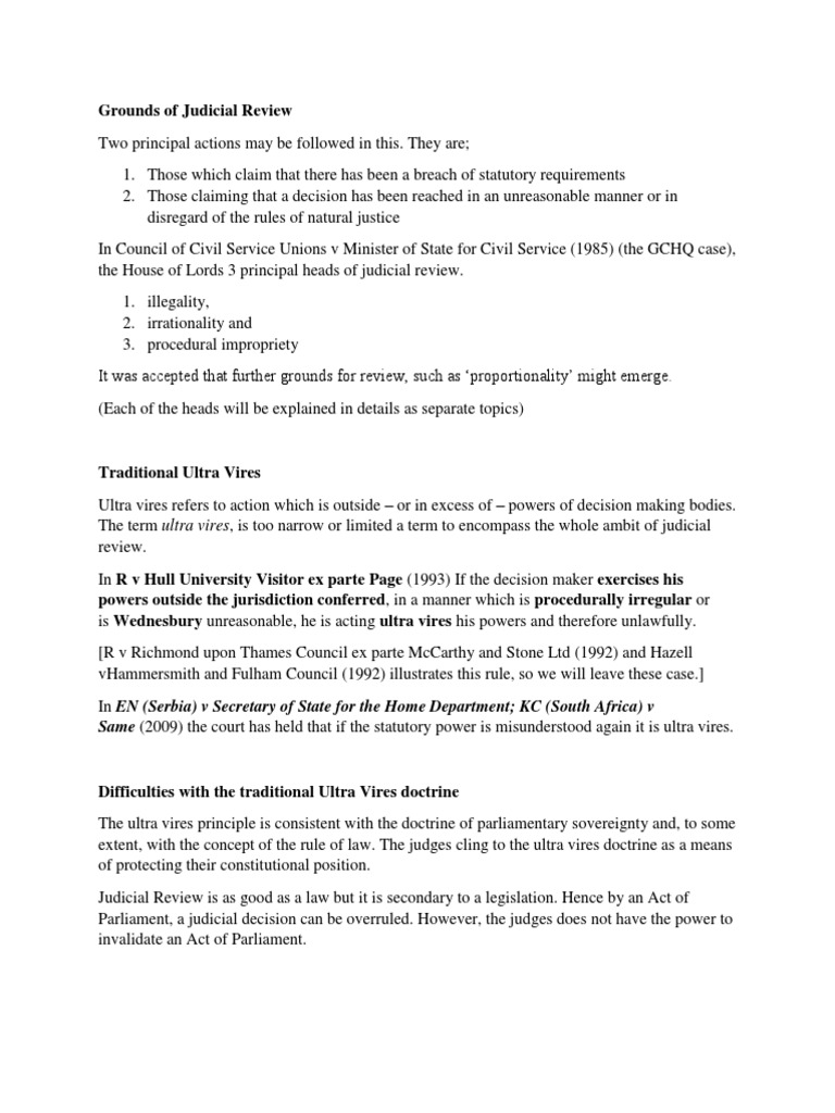 Grounds of Judicial Review Explained | PDF | Government Information ...