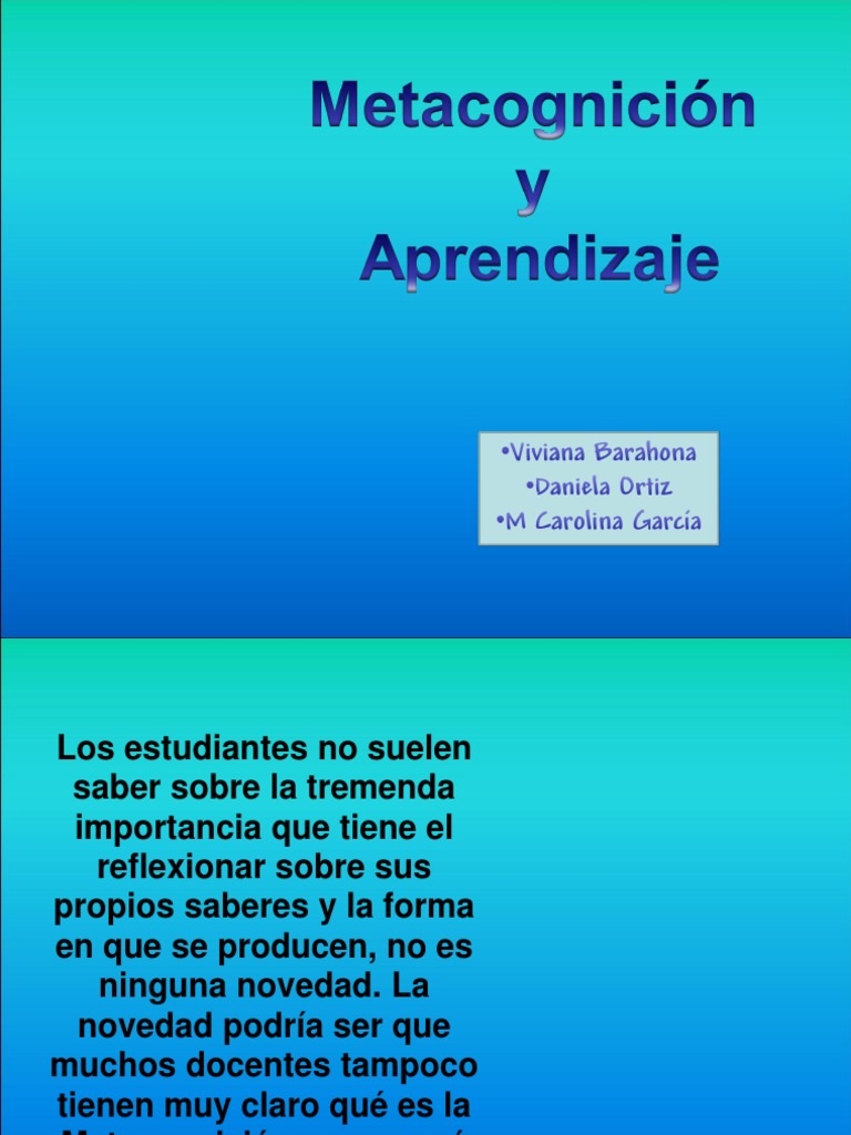 Importancia de la Metacognición en Aprendizaje | PDF | Teoria de la ...