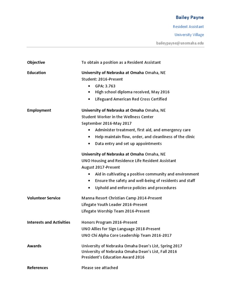 Resume Ra Reapply 2018-2019 | PDF | Health Care