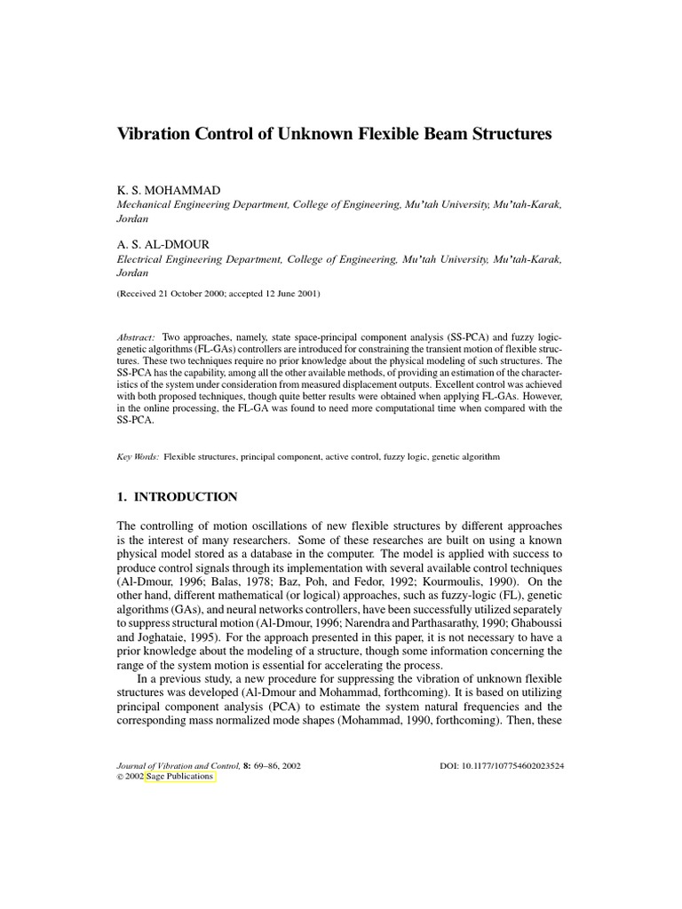 Vibration Control of Flexible Structures | PDF | Eigenvalues And ...