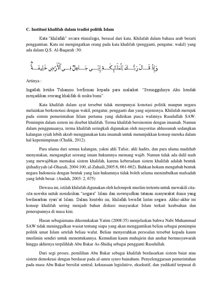 Institusi Khilafah Dalam Tradisi Politik Islam Pdf