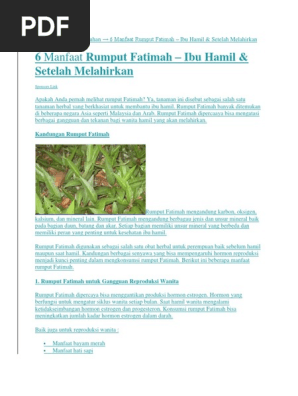 Manfaat Dan Kerugian Rumput Fatimah Pdf