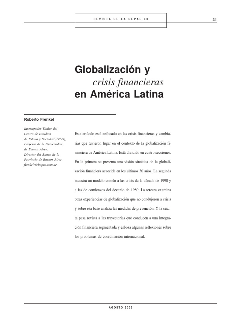 Globalizacion y Crisis Financier As en America Latina | PDF
