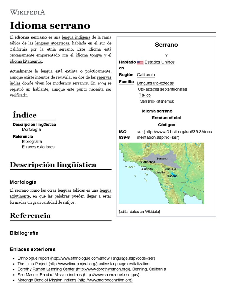 Idioma Serrano (Wikipedia) PDF Wikipedia Lingüística