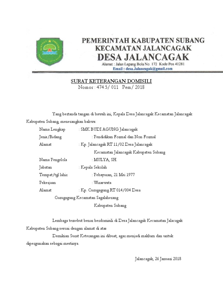 Surat Keterangan Domisili
