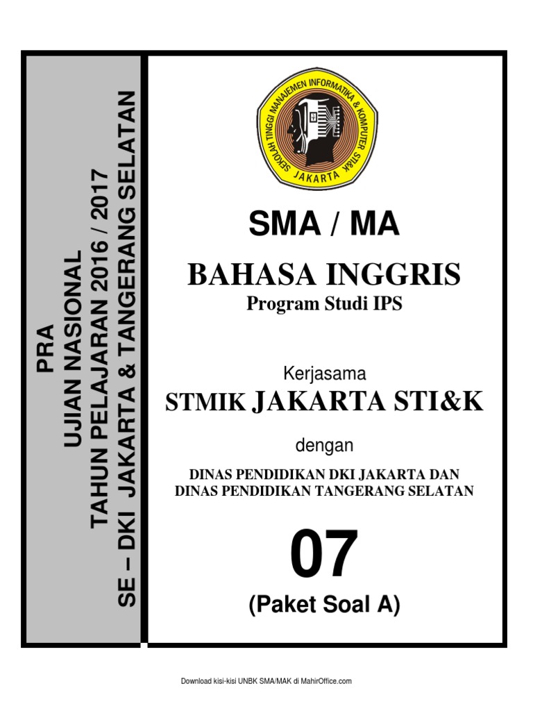 Soal Pra Un B Inggris Sma Ips Paket A 07 2018 Negara Berkembang Perbudakan