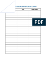 Blood Pressure Monitoring Chart: Date Time BP Reading