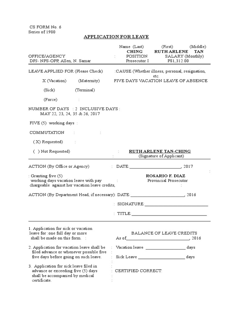 Leave Application for Employees | PDF
