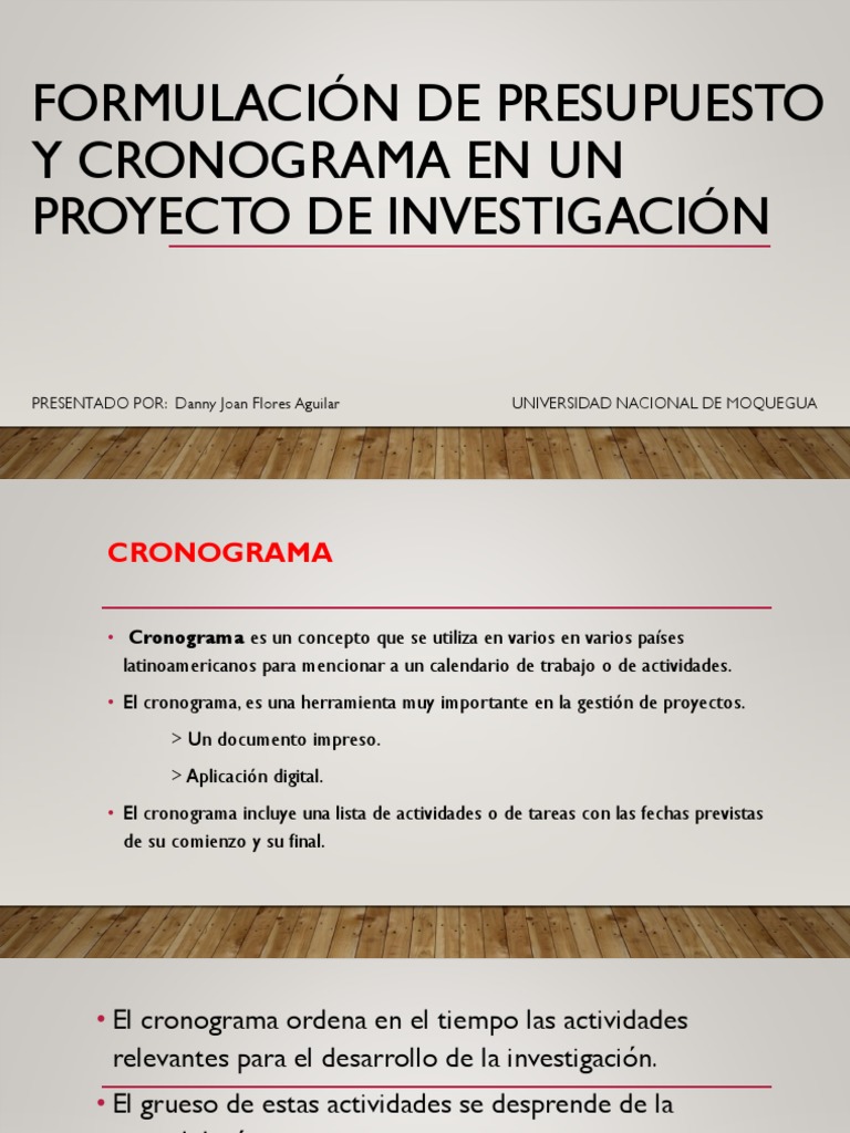 Presupuesto y Cronograma en Investigación | PDF | Presupuesto | Economias