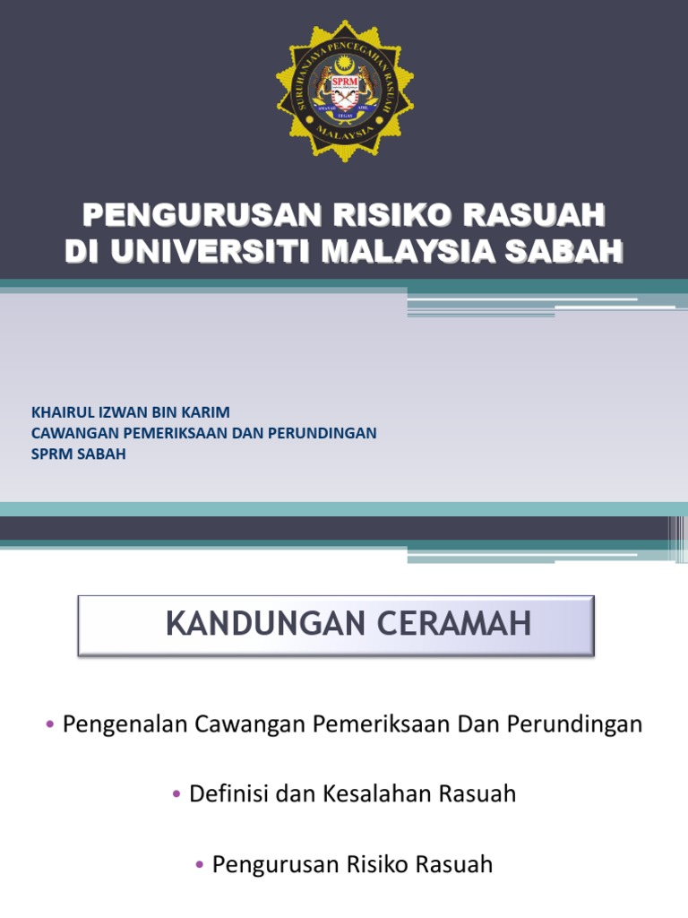 Pengurusan Risiko Rasuah Di Ums Compressed Pdf