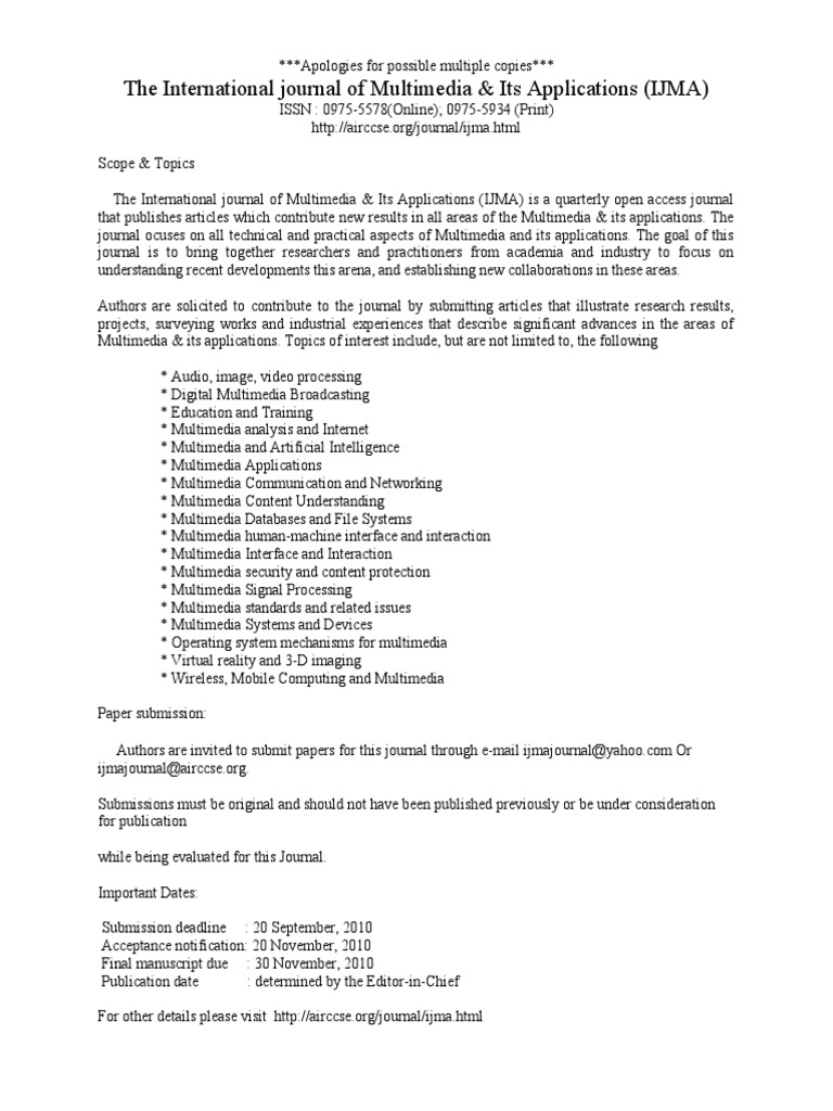 The International Journal of Multimedia & Its Applications | PDF ...