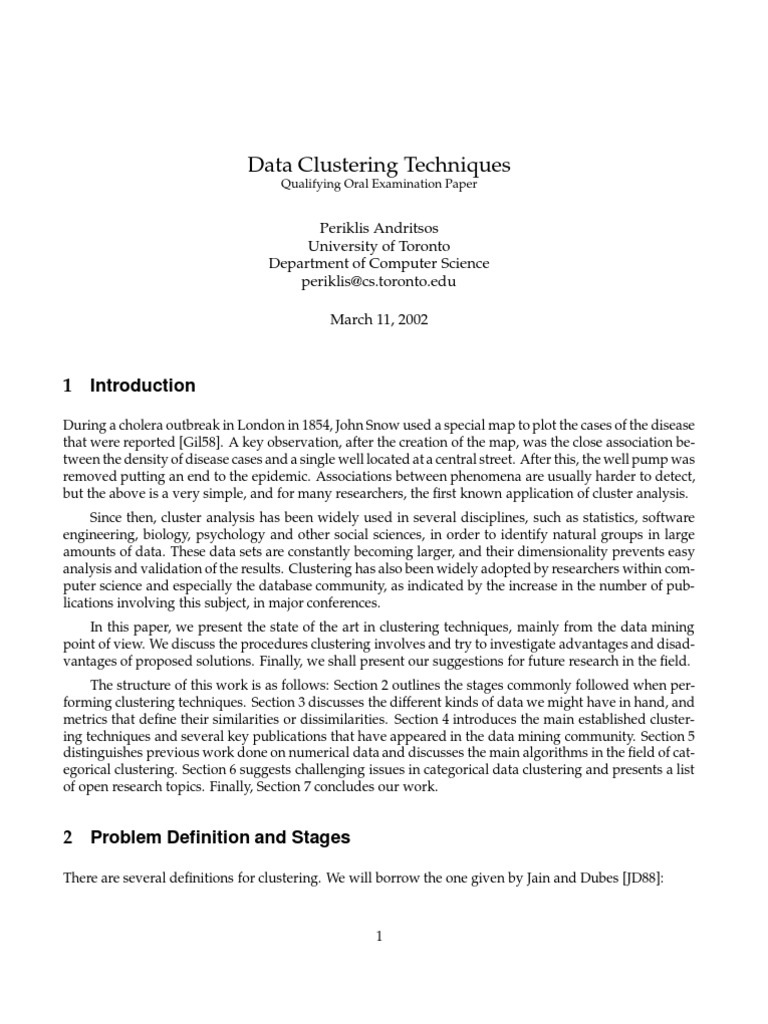 Data Clustering Techniques | PDF