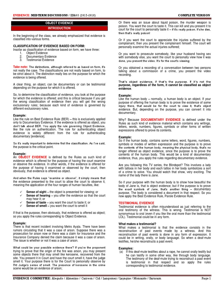 Understanding Object and Documentary Evidence | PDF | Entrapment | Evidence