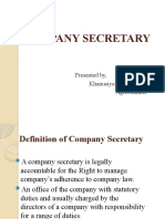 Company Secretary: Presented By, Khanusiya Ahetash (10) Agribusiness