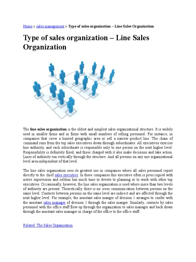 Type of Sales Organization E28093 Line Sales Organization PDF Sales