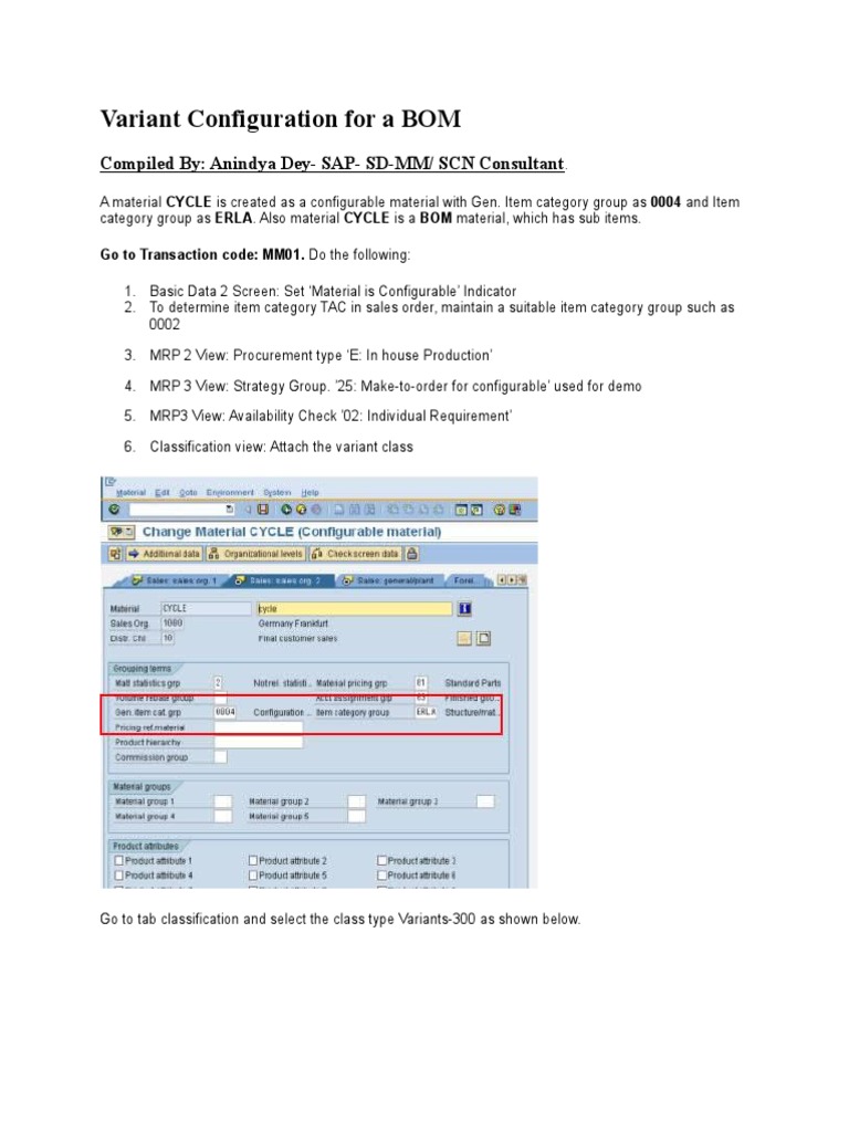 SAP Variant Configuration for BOM | PDF | Computing | Computing And ...