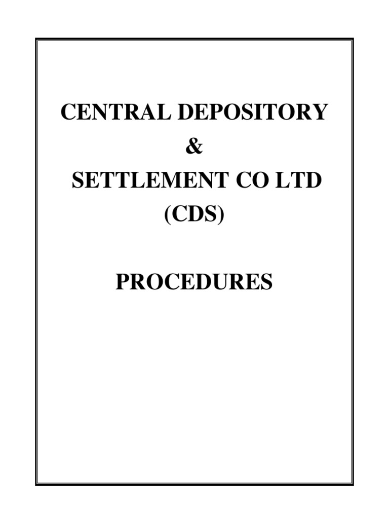 CDS Procedures Manual Overview | PDF | Clearing (Finance) | Securities ...