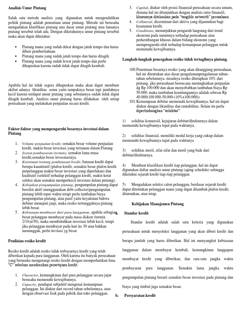Contoh Soal Umur Piutang Dan Jawabannya - Contoh Soal Terbaru