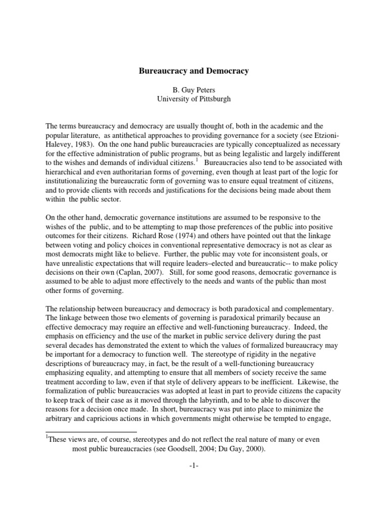Bureaucracy's Role in Democratic Governance | PDF | Bureaucracy | Democracy