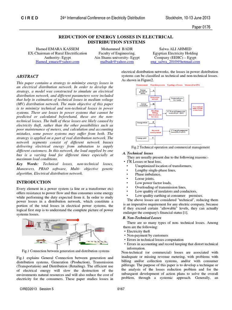 Reduction of Energy Losses in Electrical Distribution Systems | PDF ...