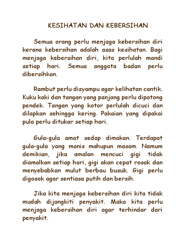 Kesihatan Dan Kebersihan Pdf