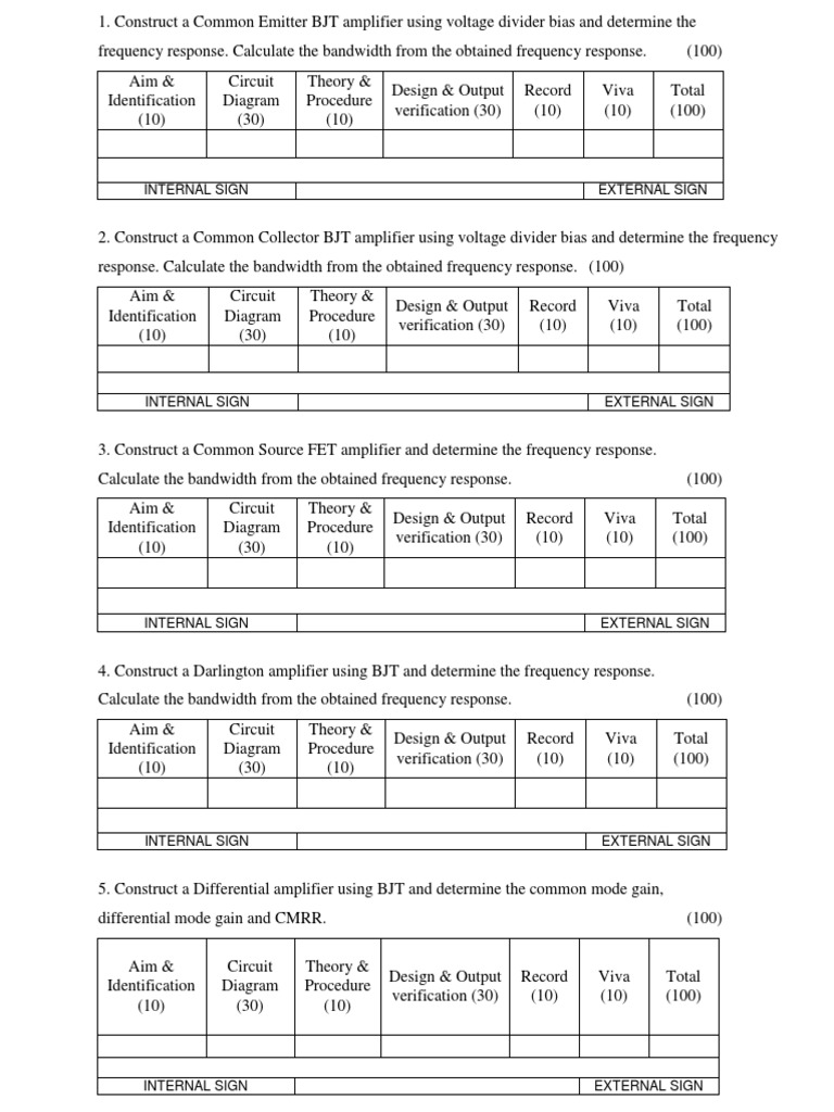 BJT and FET Amplifier Construction Guide | PDF | Bipolar Junction ...