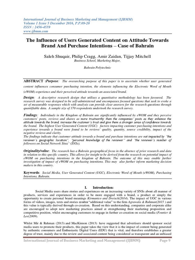 The Influence of Users Generated Content On Attitude Towards Brand and ...
