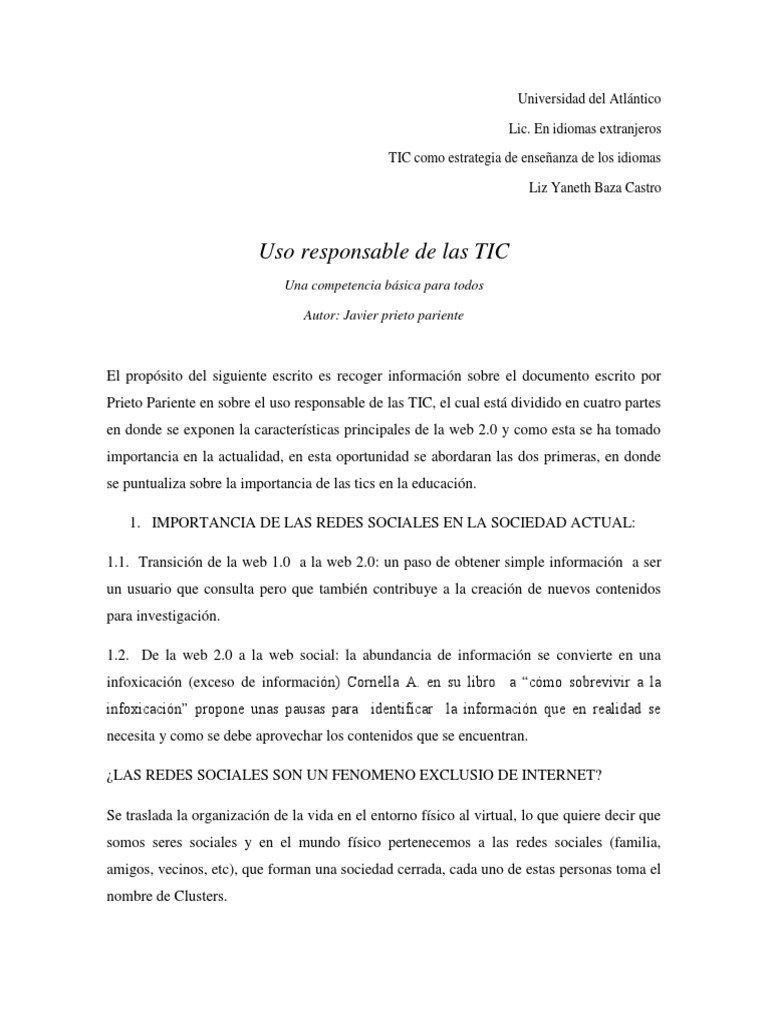 Uso Responsable de TIC en Educación | PDF | Tecnología de información y ...