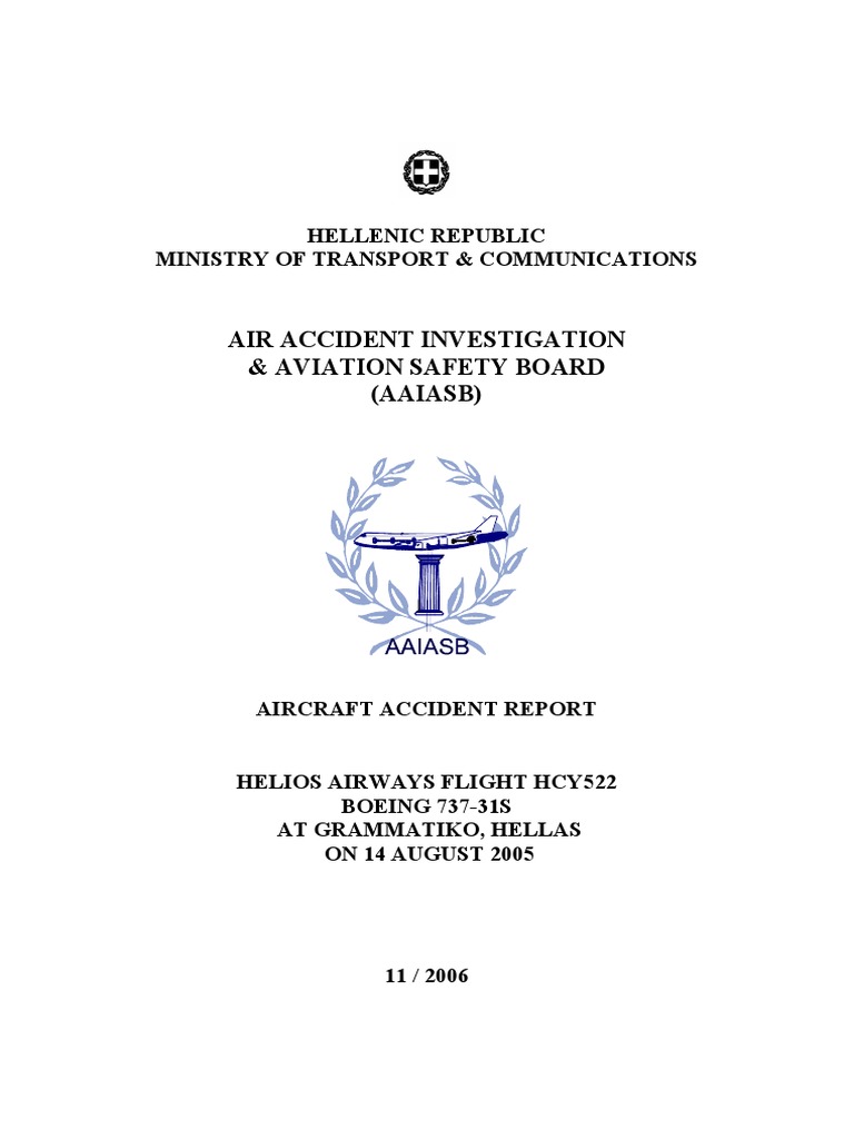 Helios Airways Flight HCY522 Report | PDF | Flight Recorder | Aviation ...