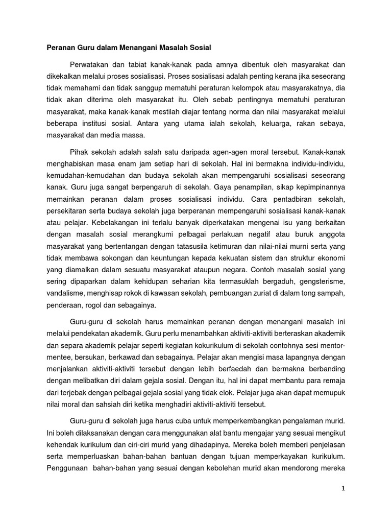 Peranan Keluarga Dalam Menangani Masalah Sosial