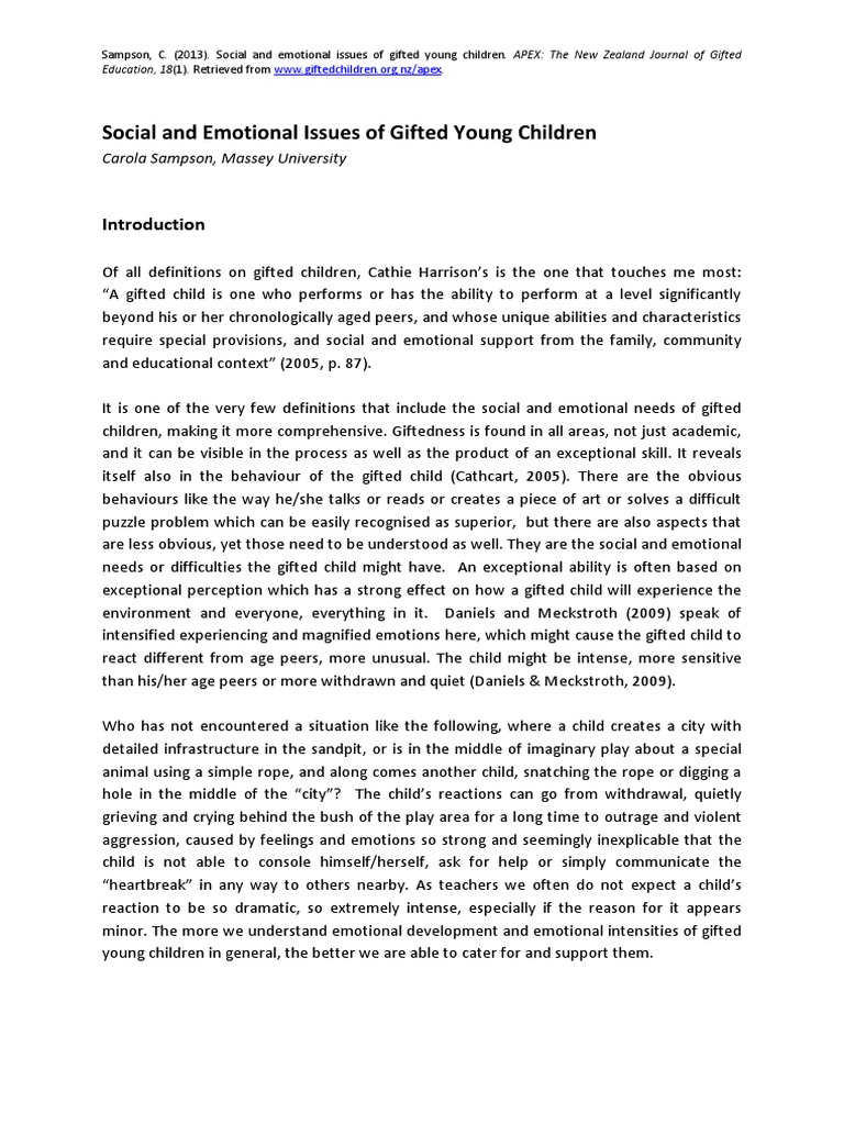 Social & Emotional Needs of Gifted Kids | PDF | Intellectual Giftedness ...