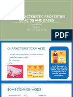 The Characteristic Properties of Acids and Bases