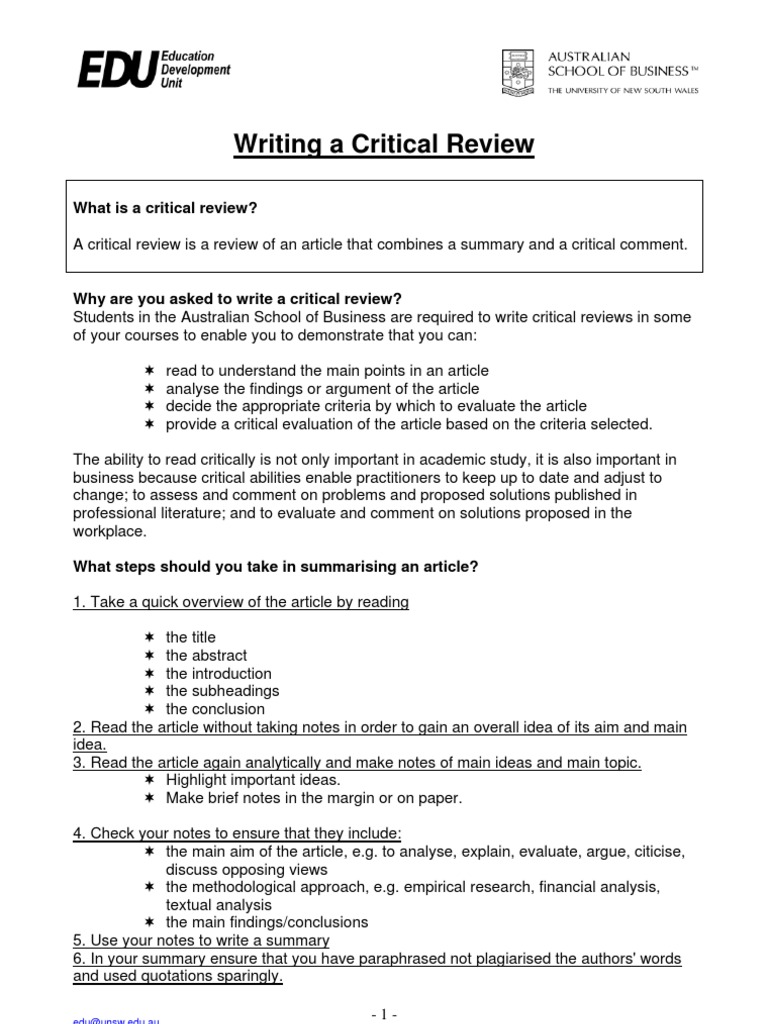 Eduwritingcritreview  PDF  Argument  Evaluation