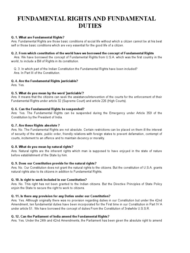 Fundamental Rights and Duties in India | PDF | Supreme Court Of India ...