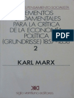 1857 1858 Karl Marx Grundrisse Volumen 2 Elementos Fundamentales para La Critica de La Economia Politica PDF