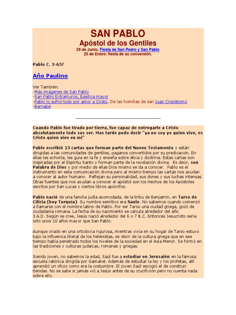 Vida y legado de San Pablo Apóstol | PDF | Pablo el apóstol | Bernabé