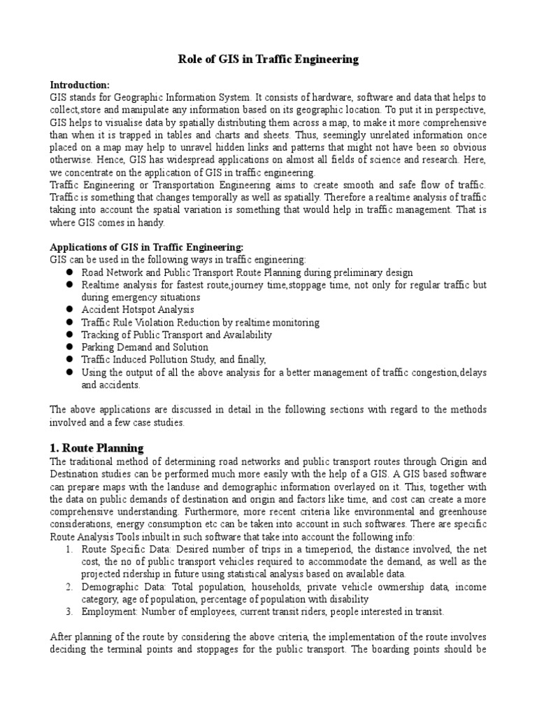 GIS Applications in Traffic Engineering | PDF | Geographic Information ...