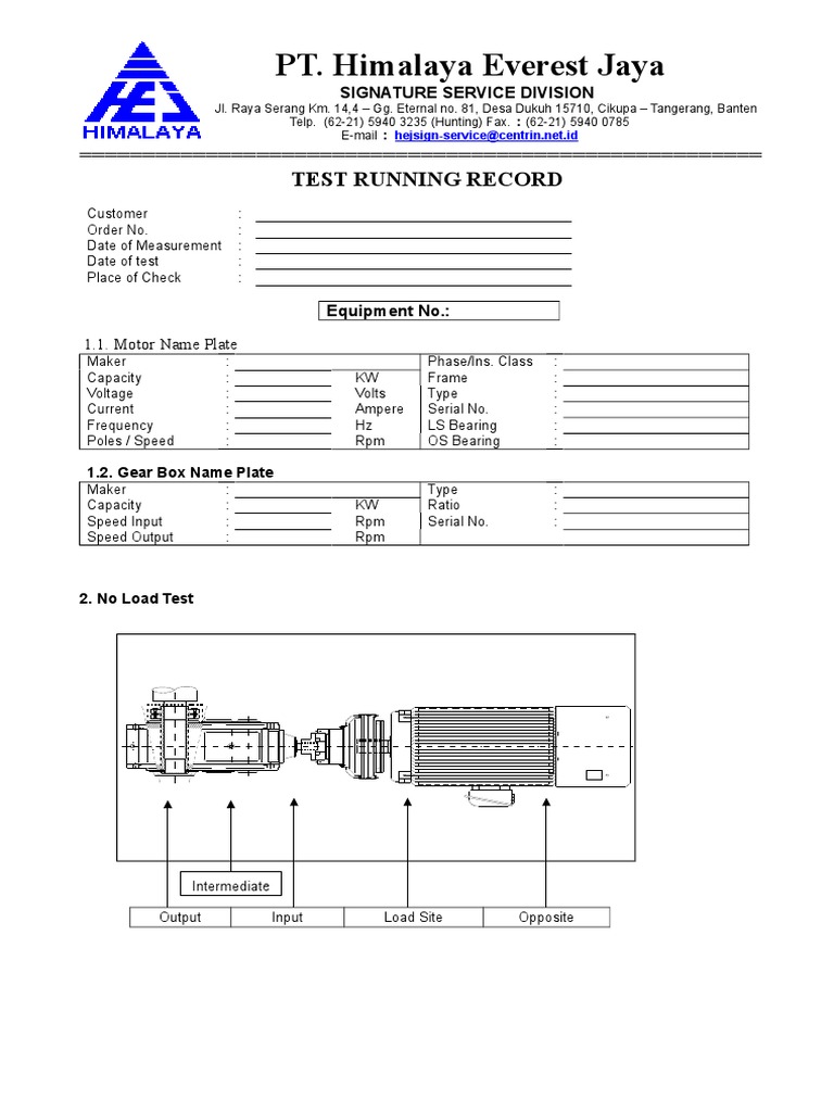 Gearbox Test Running Record | PDF
