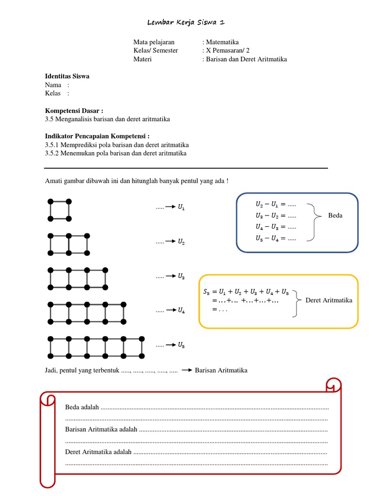 5 Lks 1 Barisan Dan Deret Aritmatika