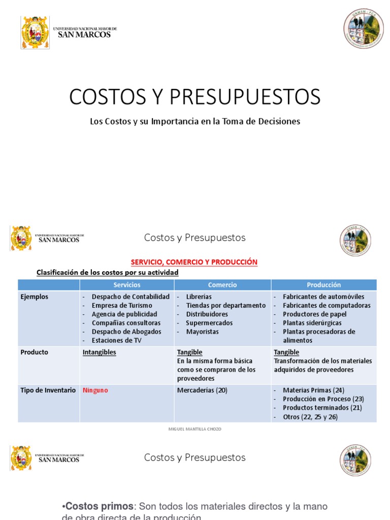 Costos y Presupuestos en Producción | PDF | Costo | Presupuesto