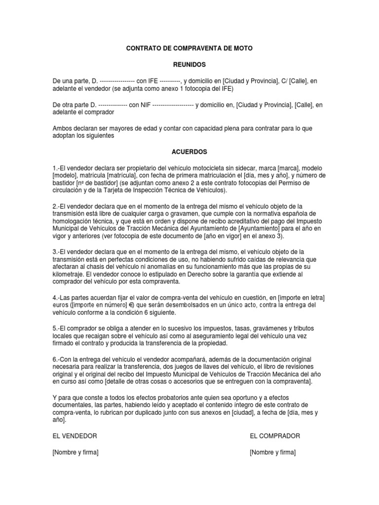 Contrato de Compraventa de Moto | PDF | Gobierno