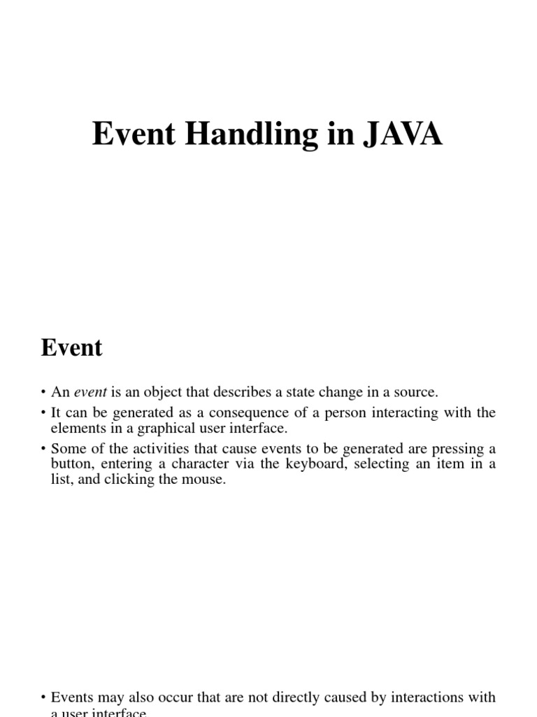 Event Handling in JAVA | PDF | Method (Computer Programming ...