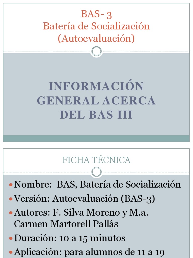 BAS-3: Batería de Socialización | PDF | Ansiedad | Psicología clínica